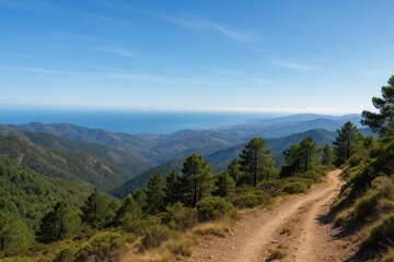 Fototapeta premium Scenic hiking routes through the vibrant Sierra Bermeja mountains with breathtaking vistas
