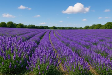 Summer blooms of lavender in expansive fields