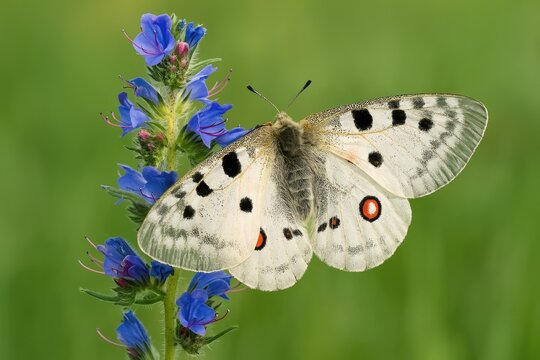 Echium vulgare featuring Parnassius apollo butterfly