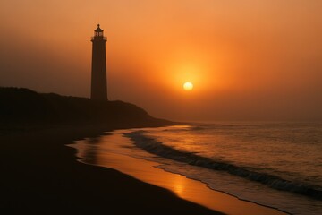 Misty Dawn at the Lighthouse