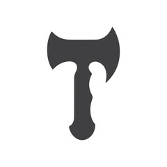 Outlined hatchet icon, simple shape with clean edges, black on white