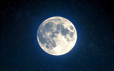 Full Moon on Dark Background – High Contrast Night Sky.