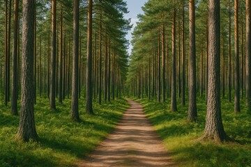 Obraz premium Lush woodland reserve with towering trees as a backdrop