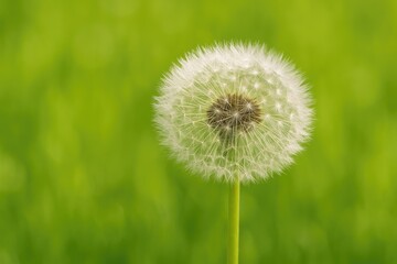 Obraz premium Close-up of a seed head against a vibrant green backdrop