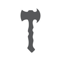 Crossed hatchet logo, symmetrical, powerful design in monochrome style