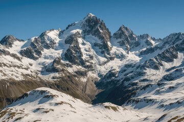Obraz premium The famous peak in the Ecrins mountain range of the French Alps