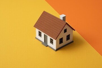 Creative paper craft of a house set against a vibrant backdrop