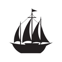 Vintage Sailing Yacht Nautical Silhouette