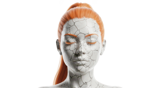 Cracked Face Woman 3d Render
