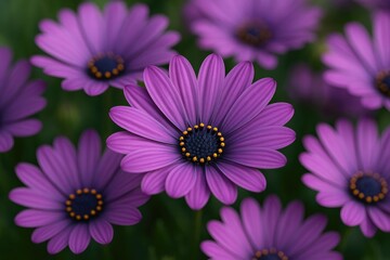 Fototapeta premium Close-up of vibrant purple blossoms in full bloom