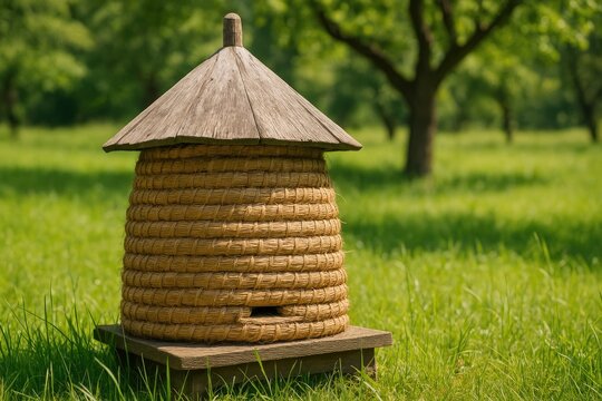 Traditional straw beehives ideal for apiculture