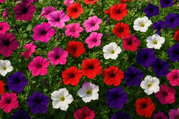 Summer bloom of Petunia (Petunia Hybrida) in full display