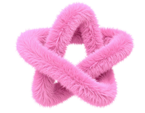 Soft fuzzy abstract 3D shape with smooth texture and vibrant artistic form isolated on white background