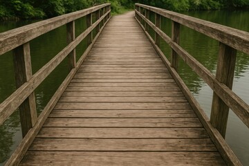 Obraz premium Wooden pedestrian bridge in rustic setting