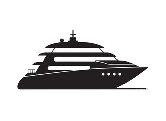 Superyacht Cruising In Ocean Silhouette