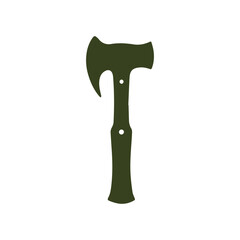 Rustic hand-drawn hatchet logo, black ink sketch on plain white background