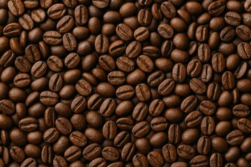 Obraz premium A large quantity of roasted coffee beans