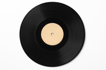 Vintage vinyl disc isolated on a white backdrop with a clean cutout