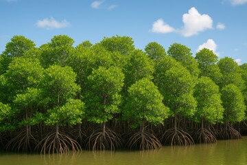 Coastal intertidal zone homes of mangrove trees and shrubs