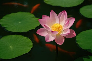 Blooming lotus amidst a tranquil pond