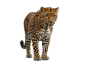 Naklejka premium Isolated Transparent Background of a Majestic Leopard Portrait Wildlife