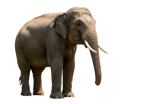 Isolated Transparent Background of a Majestic Gray Elephant Animal - Powered by Adobe