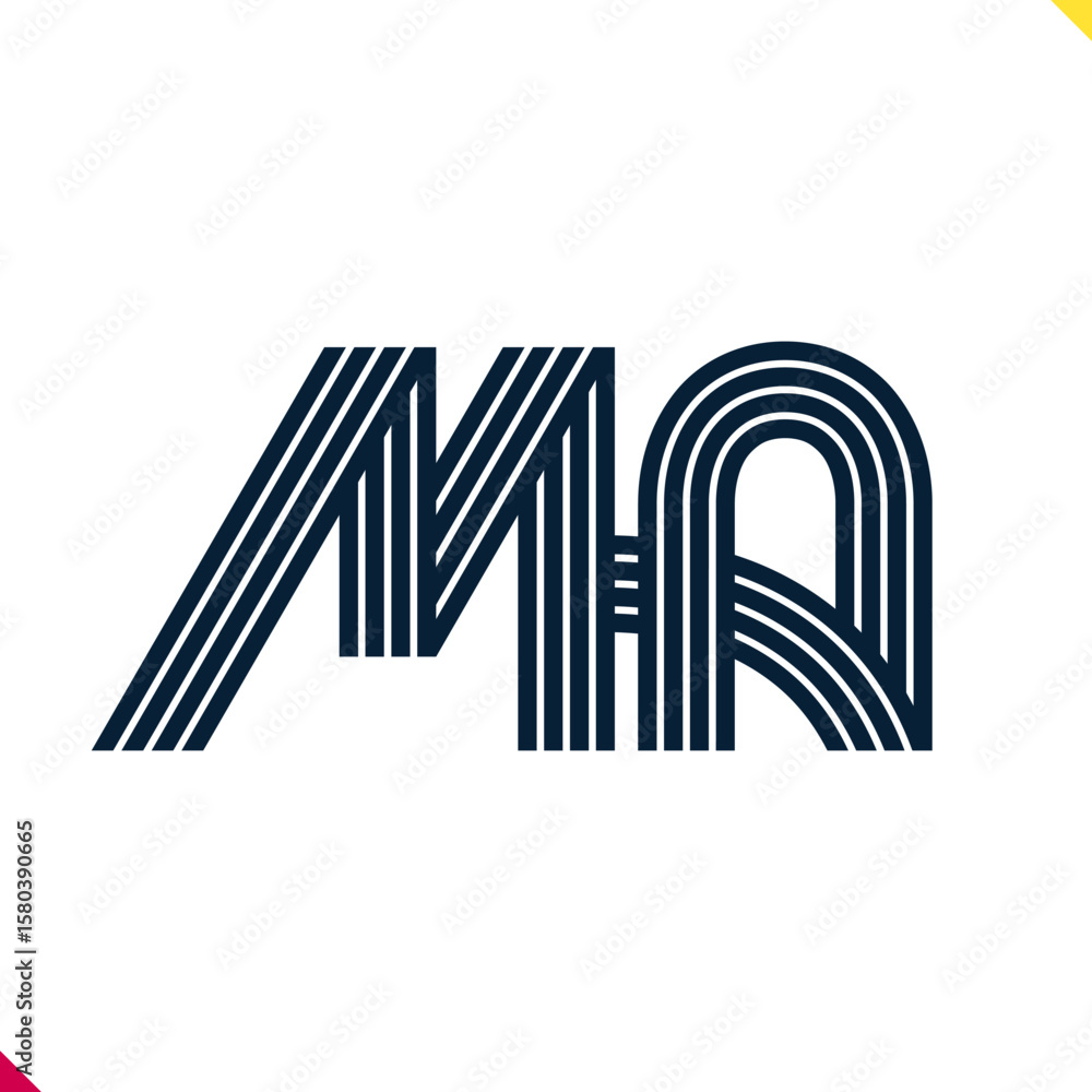 Fototapete parallel line monogram initial logo, combination of letter m and a. best for name abbreviation.