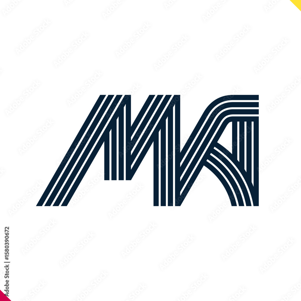 Aufkleber Parallel line monogram initial logo, combination of letter M and A. Best for name abbreviation.