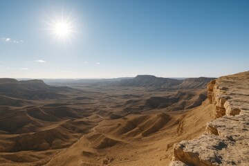 Fototapeta premium Scenic panorama of mountain ranges in the desert region