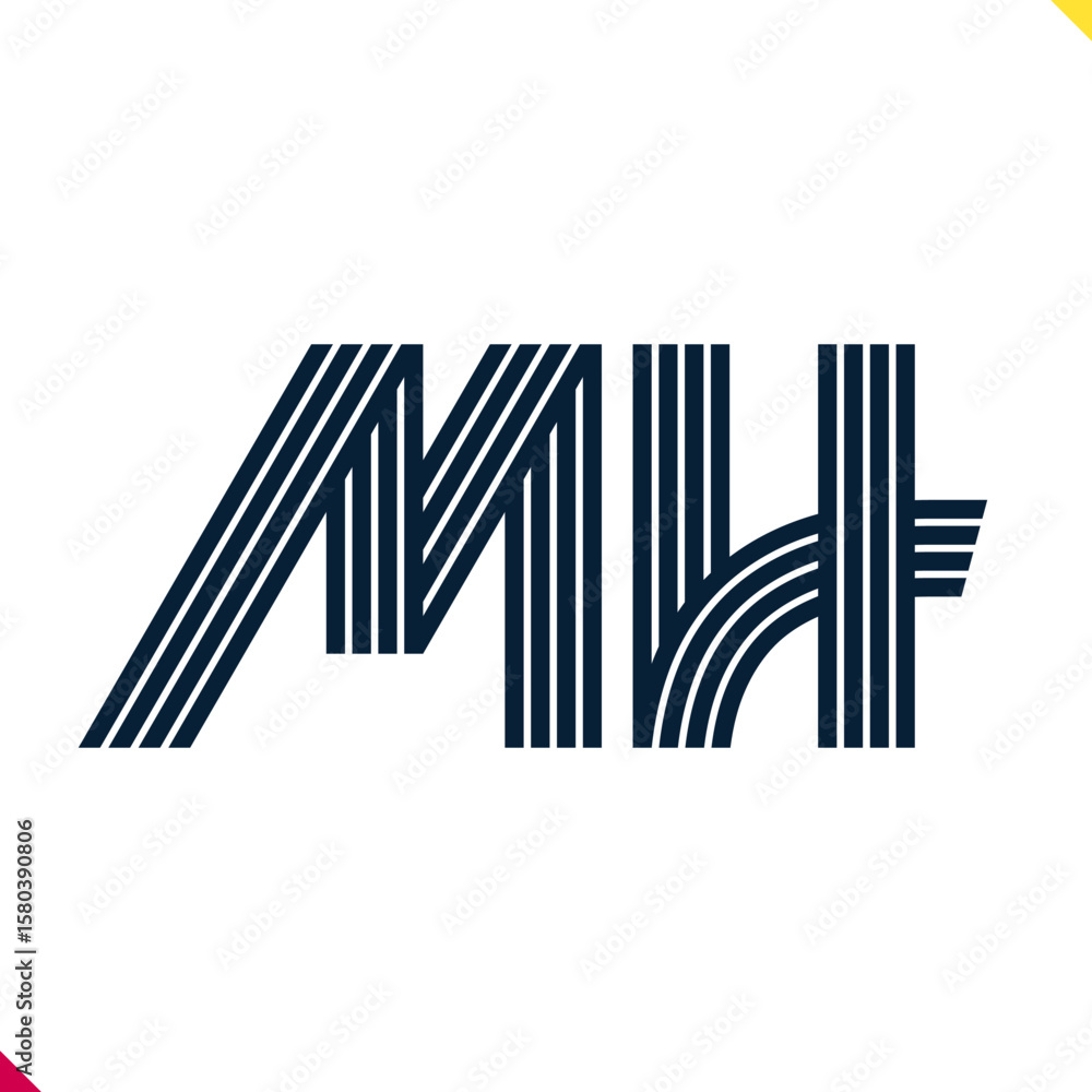 Aufkleber Parallel line monogram initial logo, combination of letter M and H. Best for name abbreviation.