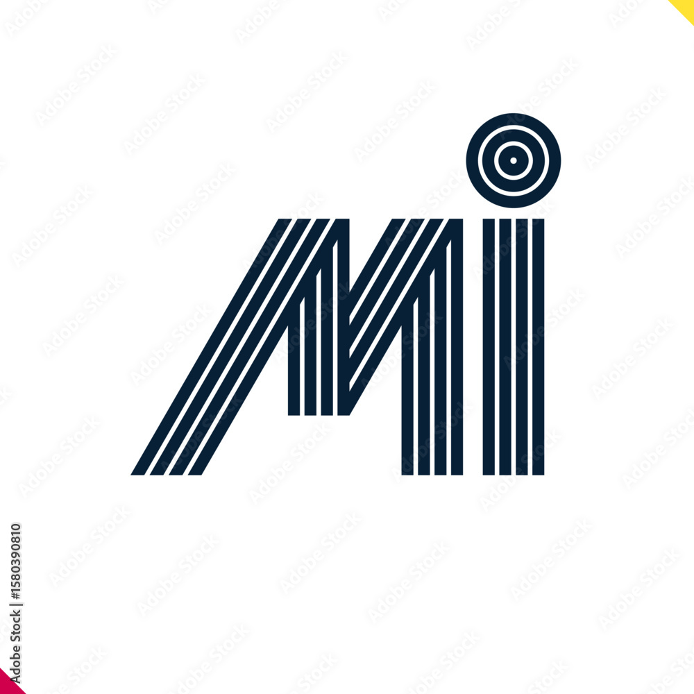 Fototapete Parallel line monogram initial logo, combination of letter M and I. Best for name abbreviation.