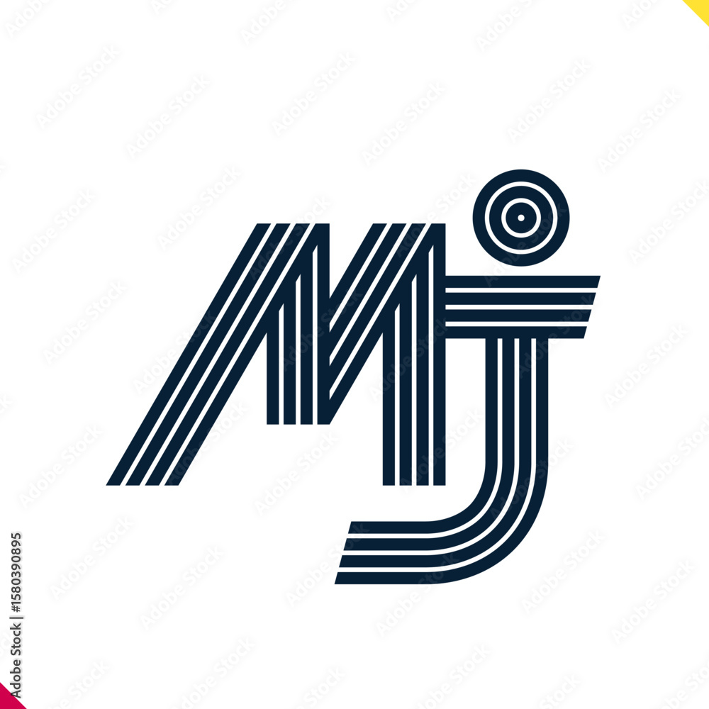 Fototapete parallel line monogram initial logo, combination of letter m and j. best for name abbreviation.