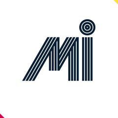 Parallel line monogram initial logo, combination of letter M and I. Best for name abbreviation.