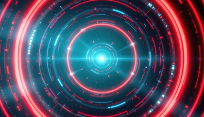 Obraz premium dynamic red concentric circle background design with glowing rings expanding outward