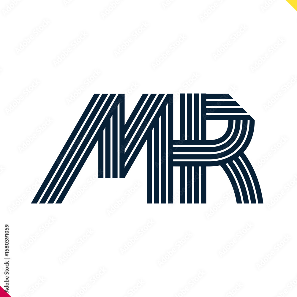 Aufkleber Parallel line monogram initial logo, combination of letter M and R. Best for name abbreviation.