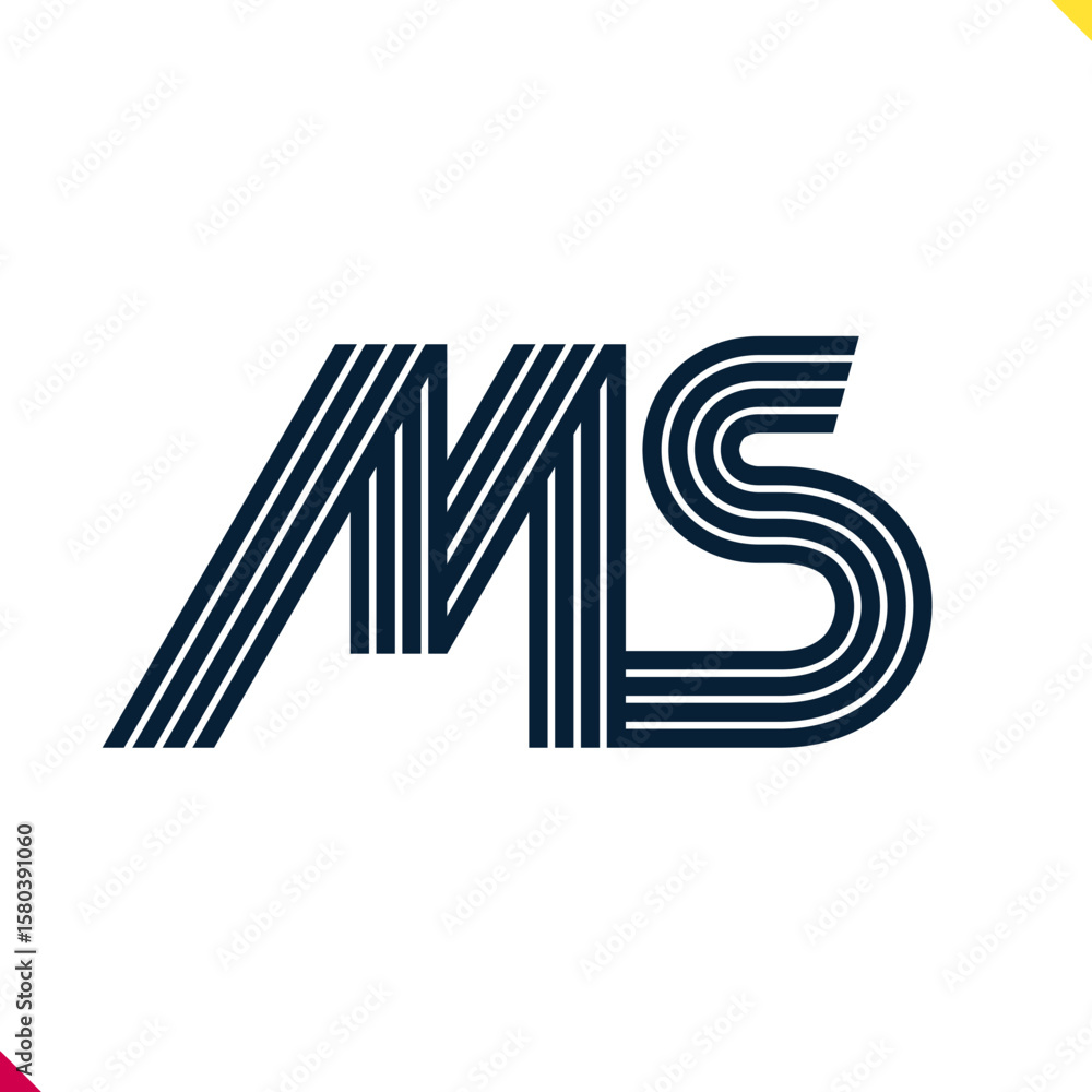Fototapete parallel line monogram initial logo, combination of letter m and s. best for name abbreviation.