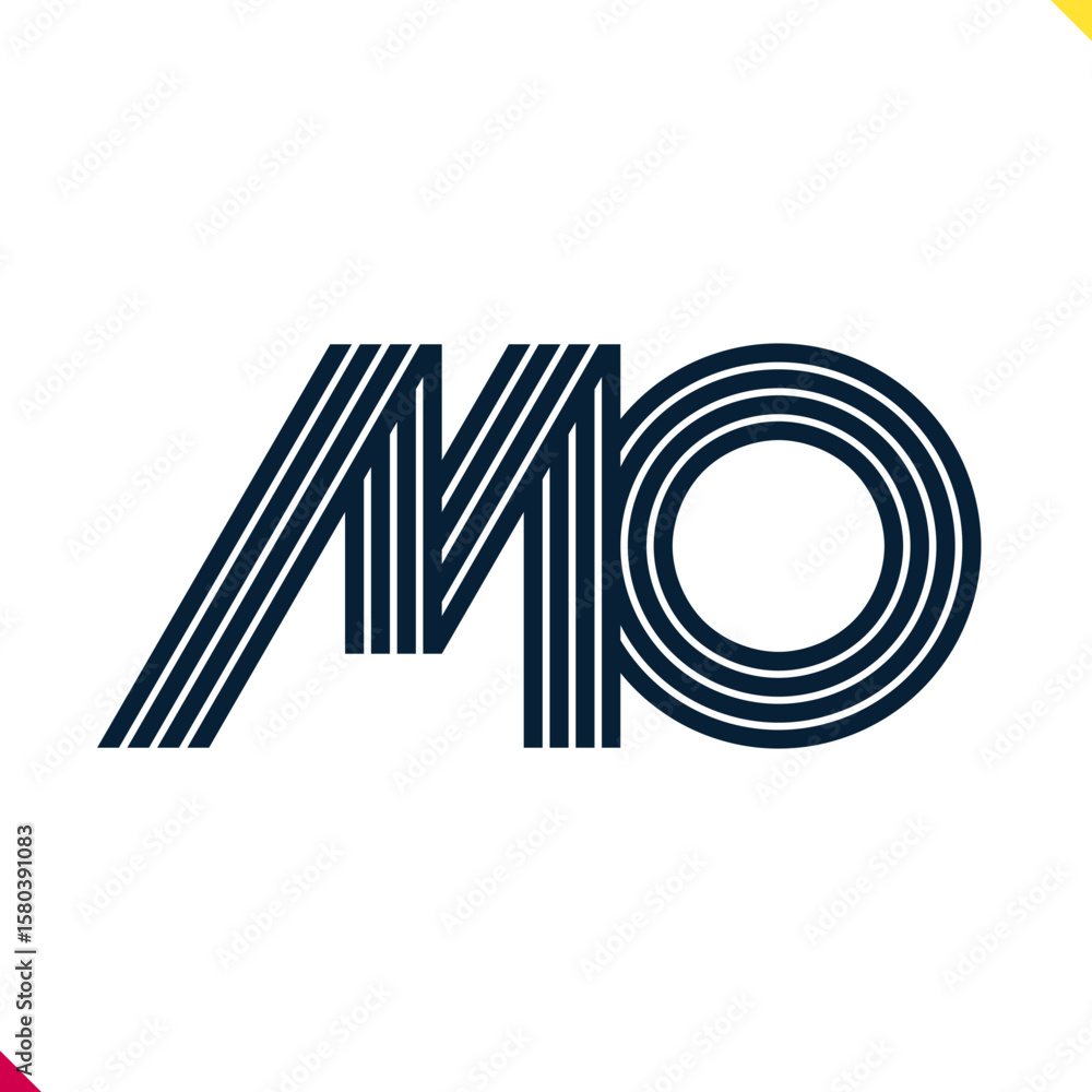 Fototapete parallel line monogram initial logo, combination of letter m and o. best for name abbreviation.
