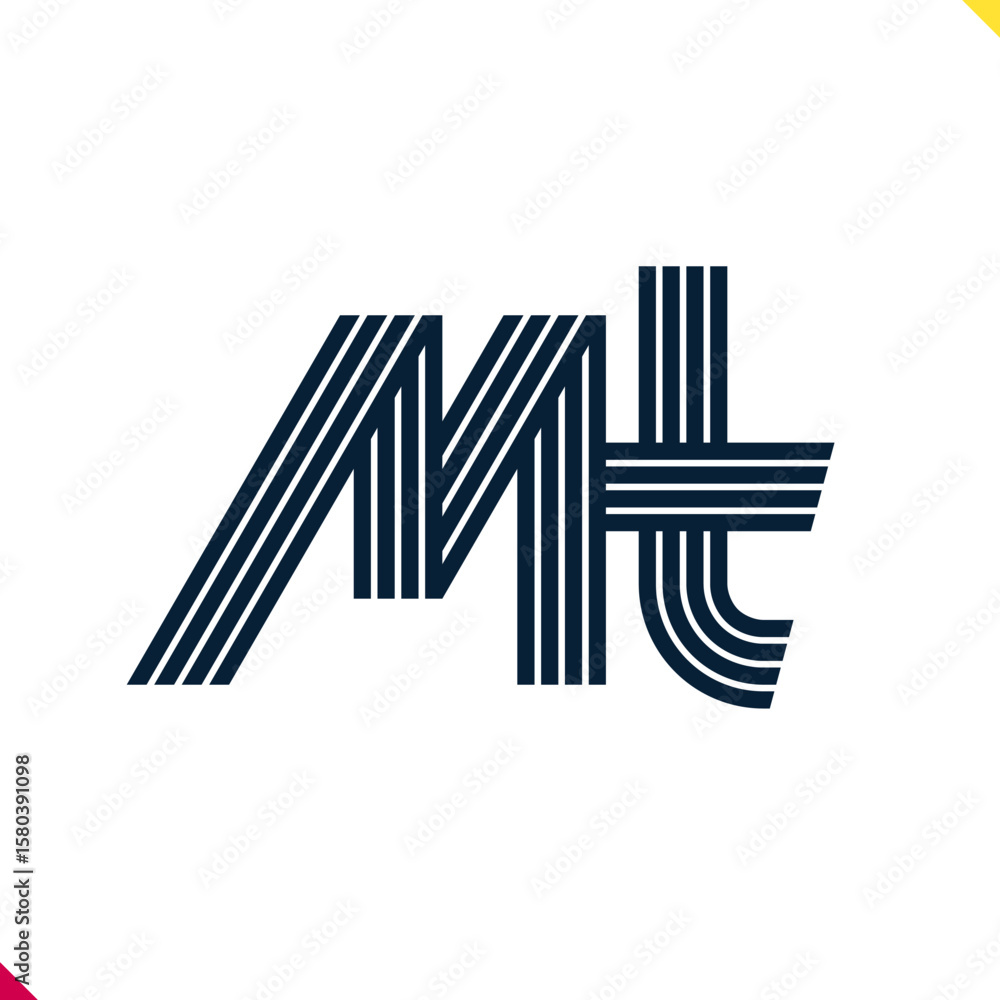 Fototapete parallel line monogram initial logo, combination of letter m and t. best for name abbreviation.