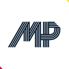 Parallel line monogram initial logo, combination of letter M and P. Best for name abbreviation.
