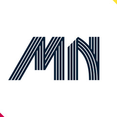 Parallel line monogram initial logo, combination of letter M and N. Best for name abbreviation.