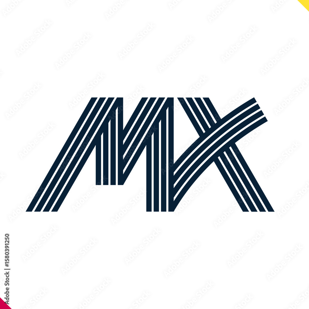 Poster Parallel line monogram initial logo, combination of letter M and X. Best for name abbreviation.