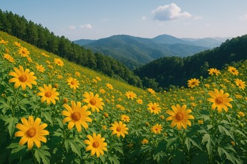 Obraz premium Background featuring vibrant Mexican sunflower flowers