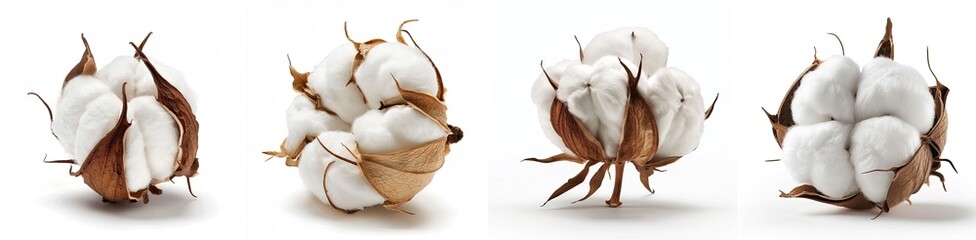 Isolated cotton plant bolls representing natural fibers for textile manufacturing