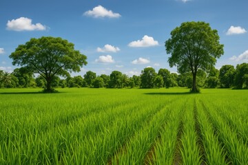 Obraz premium Explore the lush greenery and rice farming landscapes