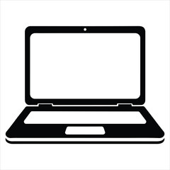 Outline Laptop Silhouette with Bold Base