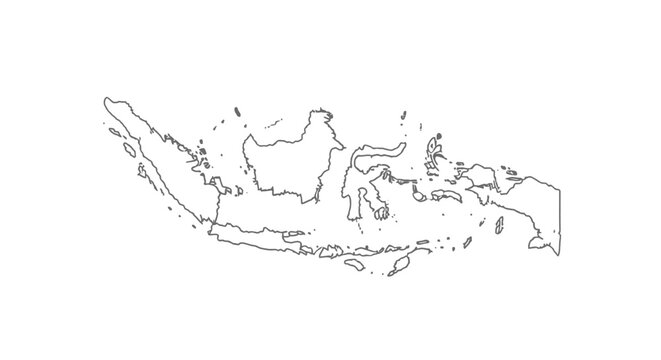 Simple line drawing map of Indonesia's archipelago.