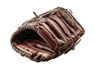 Brown baseball glove ready for the game.