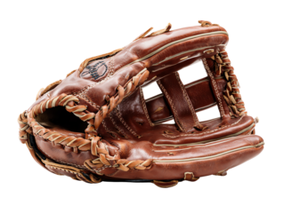 Detailed baseball glove on a white background.