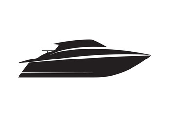Modern Speed Yacht Vector Silhouette