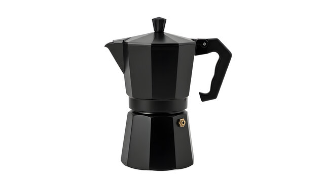 Sleek black stovetop espresso maker ready to brew rich, flavorful coffee, showcasing its classic design and modern appeal for coffee enthusiasts.